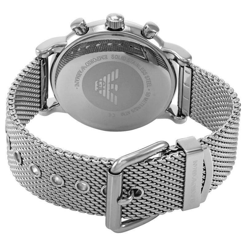 Emporio Armani Luigi Chronograph Blue Dial Silver Mesh Bracelet Watch For Men - AR80038 Buy Now By Emporio Armani