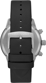 Emporio Armani Mario Chronograph Black Dial Black Leather Strap Watch For Men - AR11325 Buy Now By Emporio Armani