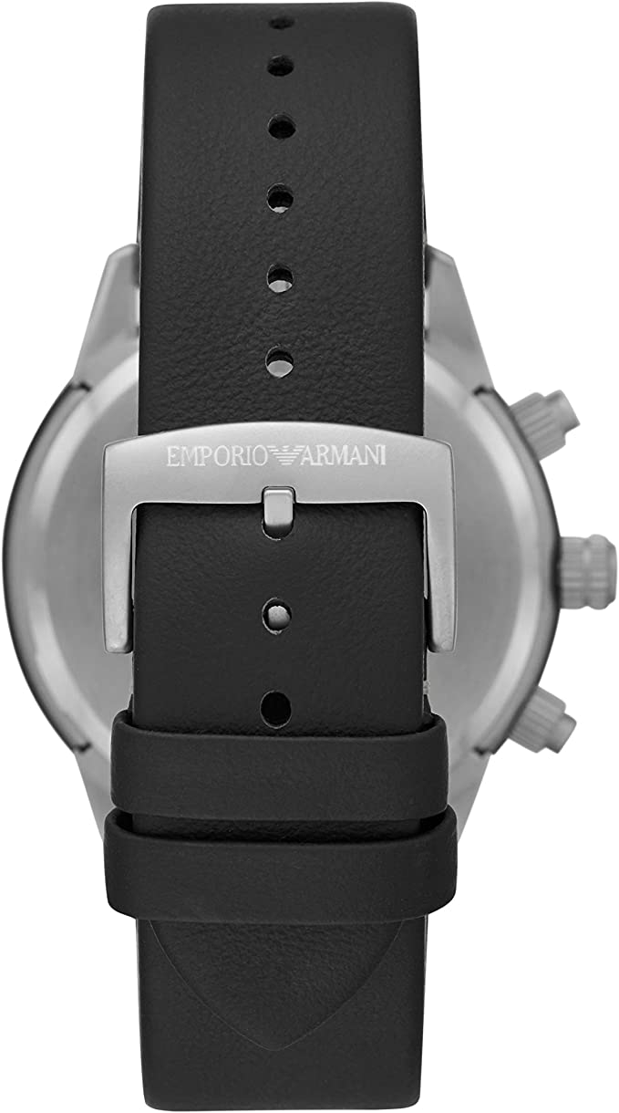 Emporio Armani Mario Chronograph Black Dial Black Leather Strap Watch For Men - AR11325 Buy Now By Emporio Armani