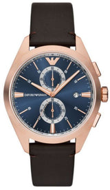 Emporio Armani Claudio Chronograph Blue Dial Brown Leather Strap Watch For Men - AR11554 Buy Now By Emporio Armani