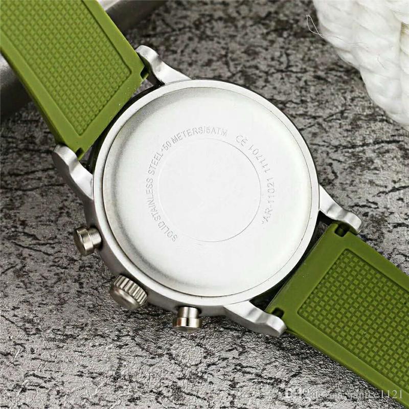 Shop Emporio Armani Chronograph White Dial Green Rubber Strap Watch For Men - AR11022 in USA
