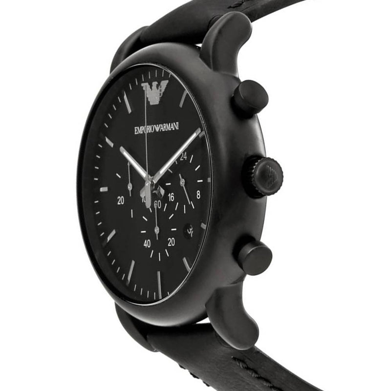 Emporio Armani Luigi Chronohraph Black Dial Black Leather Strap Watch For Men - AR1970 Buy Now By Emporio Armani