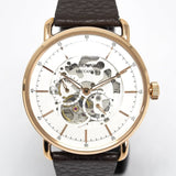 Emporio Armani Meccanico Automatic White Dial Brown Leather Strap Watch For Men - AR60027 Buy Now By Emporio Armani