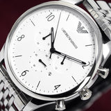 Emporio Armani Classic Chronograph Silver Dial Silver Steel Strap Watch For Men - AR1879 Buy Now By Emporio Armani