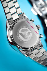 Emporio Armani Chronograph Black Dial Silver Stainless Steel Watch For Men - AR5855