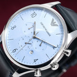 Emporio Armani Chronograph Blue Dial Blue Leather Strap Watch For Men - AR1889 Buy Now By Emporio Armani