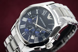Emporio Armani Classic Blue Dial Silver Steel Strap Watch For Men - AR1635 Buy Now By Emporio Armani