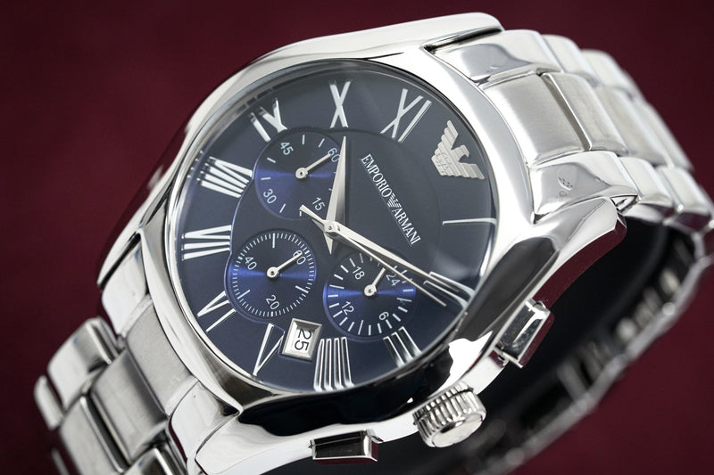Emporio Armani Classic Blue Dial Silver Steel Strap Watch For Men - AR1635 Buy Now By Emporio Armani