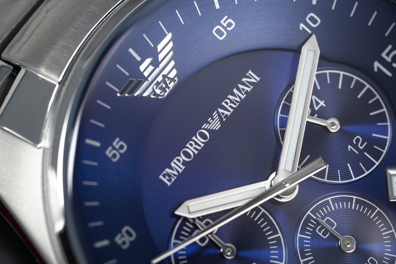 Emporio Armani Sportivo Chronograph Blue Dial Silver Steel Strap Watch For Men - AR5860 Buy Now By Emporio Armani