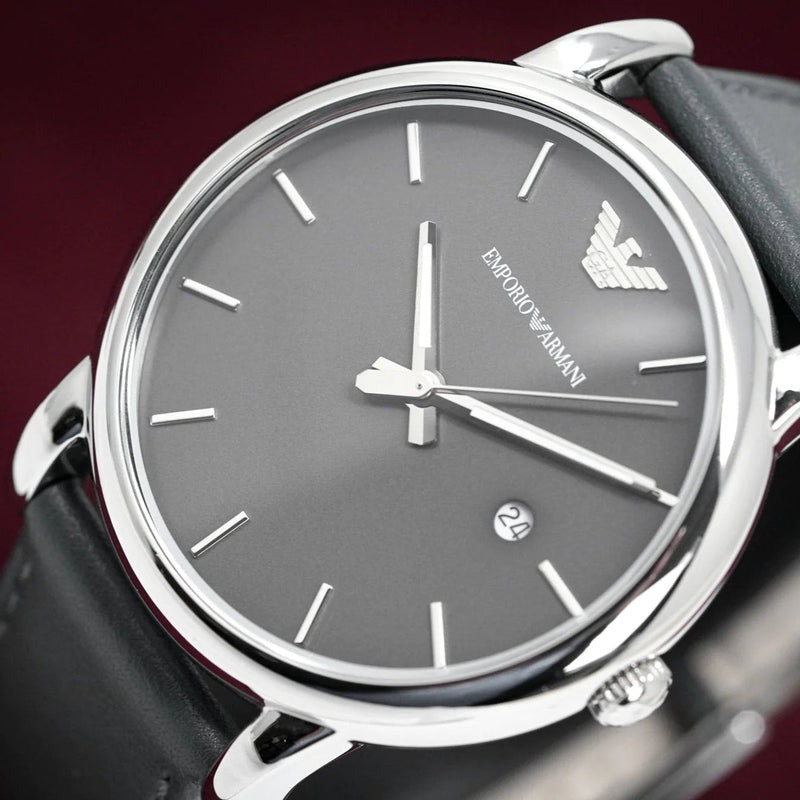 Emporio Armani Classic Quartz Grey Dial Grey Leather Strap Watch For Men - AR1730 Buy Now By Emporio Armani