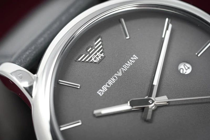 Emporio Armani Classic Quartz Grey Dial Grey Leather Strap Watch For Men - AR1730 Buy Now By Emporio Armani
