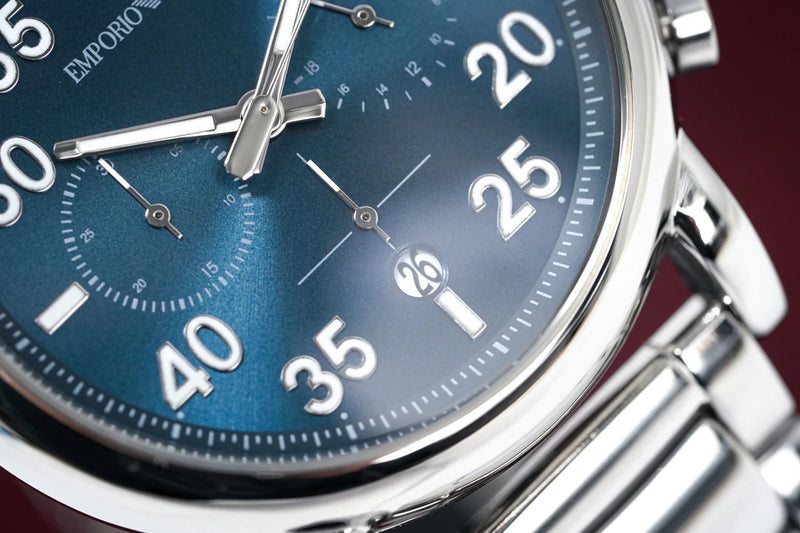Emporio Armani Luigi Chronograph Blue Dial Silver Steel Strap Watch For Men - AR11132 Buy Now By Emporio Armani