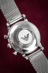 Emporio Armani Luigi Chronograph Black Dial Silver Mesh Bracelet Watch For Men - AR1811 Buy Now By Emporio Armani