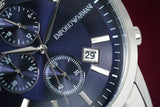 Emporio Armani Renato Chronograph Blue Dial Silver Steel Strap Watch For Men - AR11164 Buy Now By Emporio Armani
