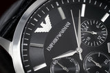 Emporio Armani Renato Chronograph Black Dial Black Leather Strap Watch For Men - AR2447 Buy Now By Emporio Armani