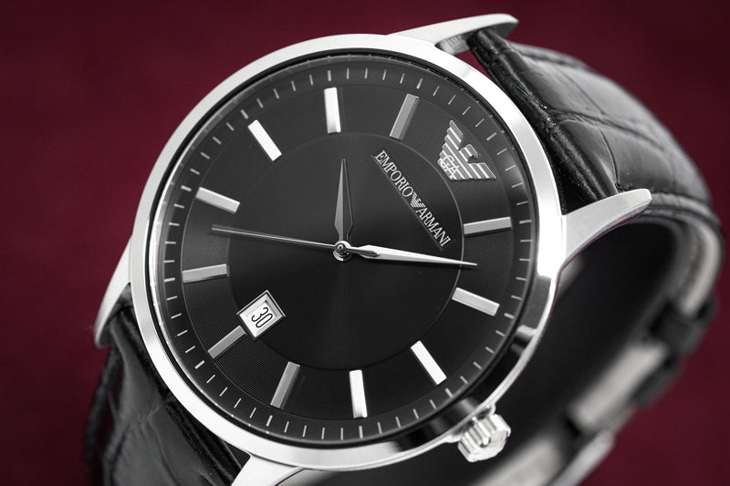Emporio Armani Renato Black Dial Leather Strap Watch For Men - AR2411 Buy Now By Emporio Armani