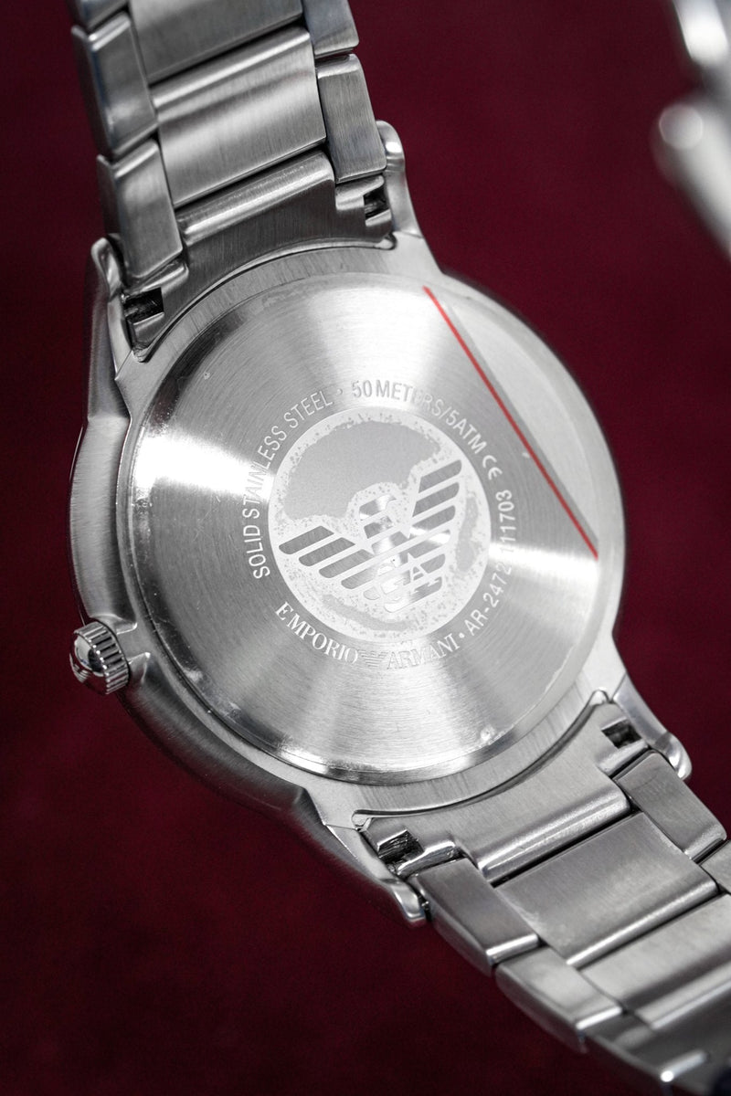 Emporio Armani Renato Blue Dial Silver Steel Strap Watch For Men - AR2472 Buy Now By Emporio Armani
