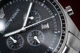 Emporio Armani Sportivo Chronograph Black Dial Silver Stainless Steel Watch For Men - AR0585 Buy Now By Emporio Armani