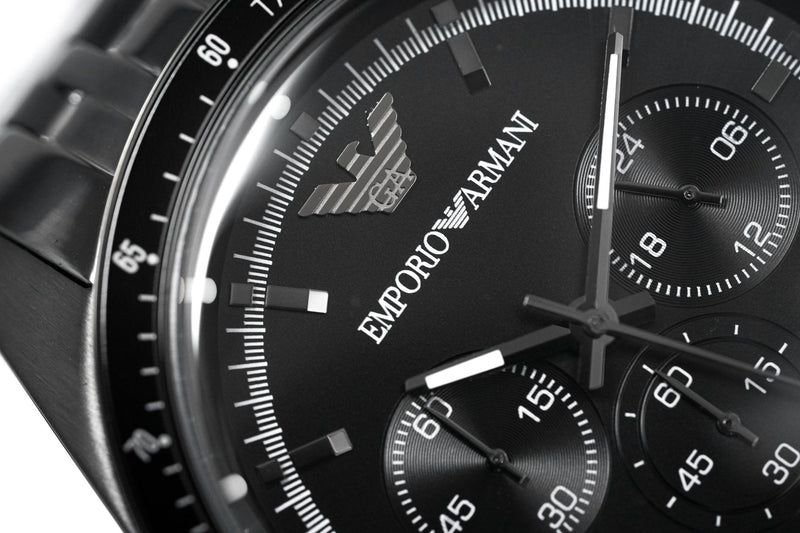 Emporio Armani Tazio Chronograph Black Dial Black Steel Strap Watch For Men - AR5989 Buy Now By Emporio Armani