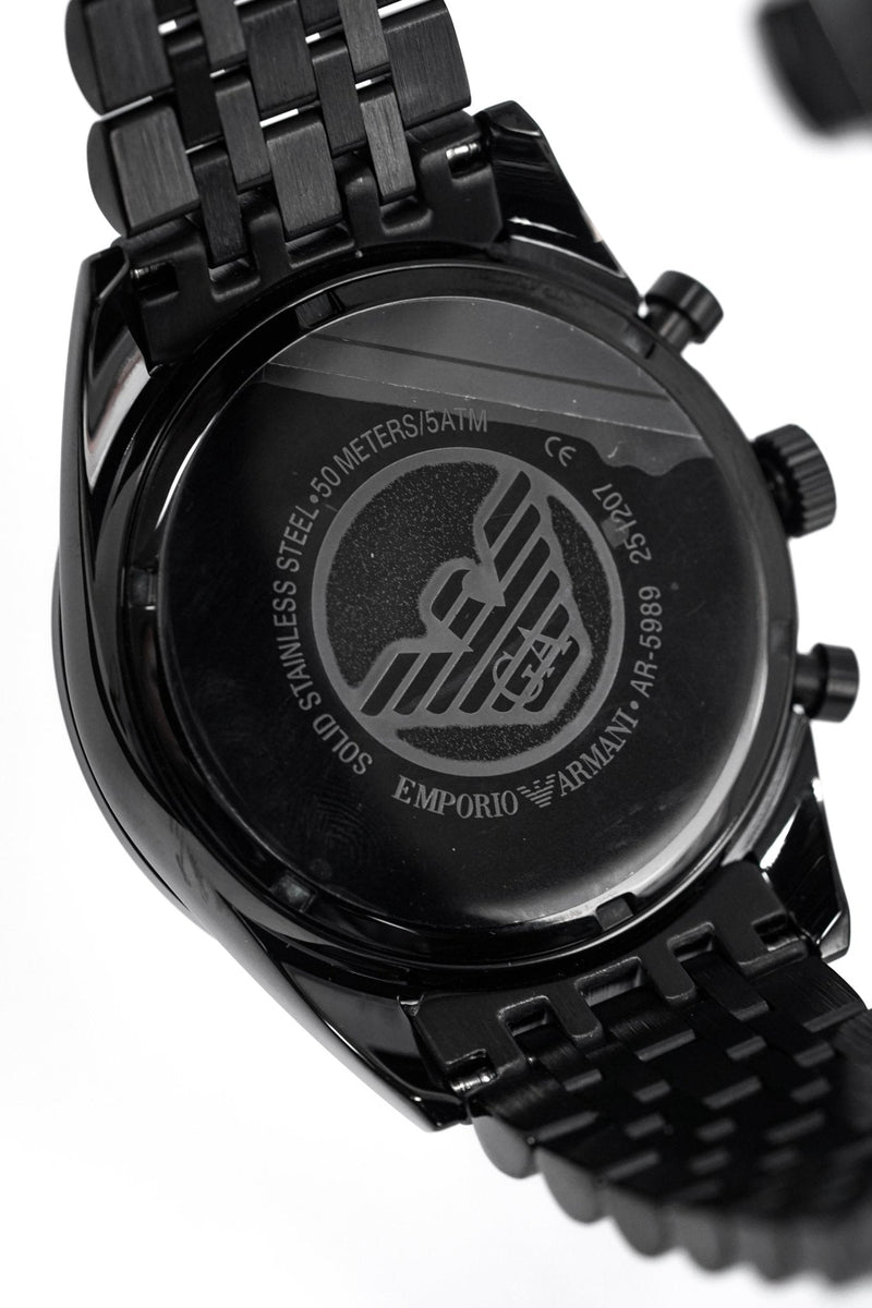 Emporio Armani Tazio Chronograph Black Dial Black Steel Strap Watch For Men - AR5989 Buy Now By Emporio Armani