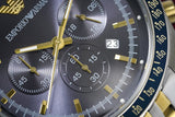 Emporio Armani Tazio Chronograph Blue Dial Gold & Silver Stainless Steel Strap Watch For Men - AR8030 Buy Now By Emporio Armani