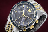 Emporio Armani Tazio Chronograph Blue Dial Gold & Silver Stainless Steel Strap Watch For Men - AR8030 Buy Now By Emporio Armani