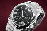 Emporio Armani Valente Chronograph Black Dial Silver Stainless Steel Watch For Men - AR0673 Buy Now By Emporio Armani