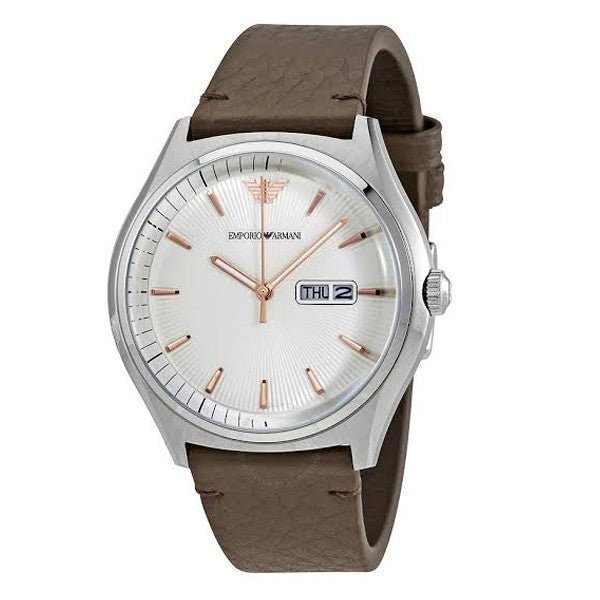 Emporio Armani Dress Quartz White Dial Brown Leather Strap Watch For Men - AR1999 Buy Now By Emporio Armani