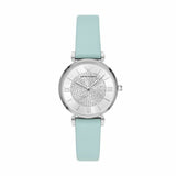 Emporio Armani Gianni T Bar Analog Crystals Silver Dial Blue Leather Strap Watch For Women - AR11443 Buy Now By Emporio Armani