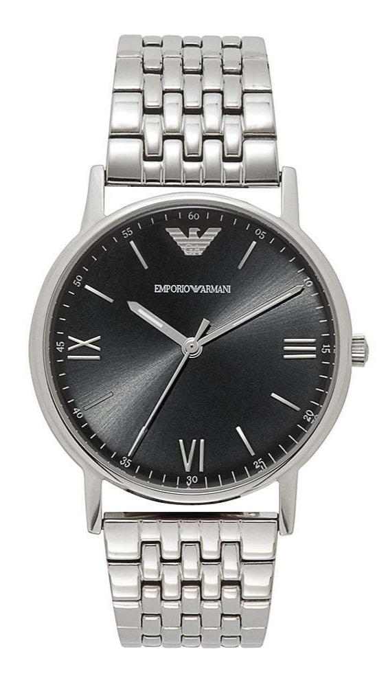 Shop Emporio Armani Kappa Black Dial Silver Steel Strap Watch For Men - AR11152 in USA