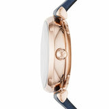 Emporio Armani Meccanico Gianni T-Bar Silver Dial Blue Leather Strap Watch For Women - AR60020