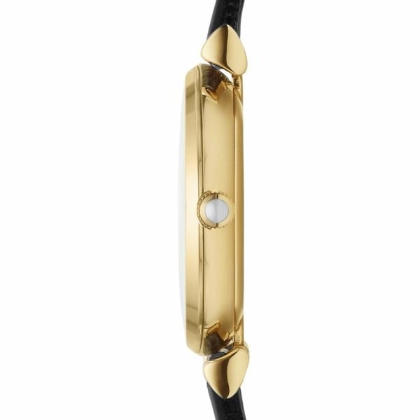 Emporio Armani Gianni T-Bar Quartz Mother of Pearl Dial Black Leather Strap Watch For Women - AR1910 Buy Now By Emporio Armani