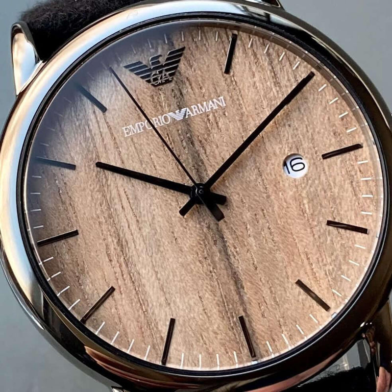 Emporio Armani Luigi Analog Brown Dial Black Leather Strap Watch For Men - AR11156 Buy Now By Emporio Armani