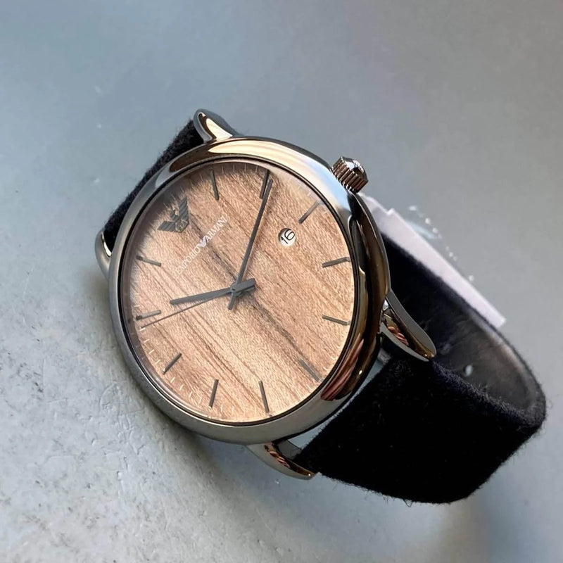 Emporio Armani Luigi Analog Brown Dial Black Leather Strap Watch For Men - AR11156 Buy Now By Emporio Armani