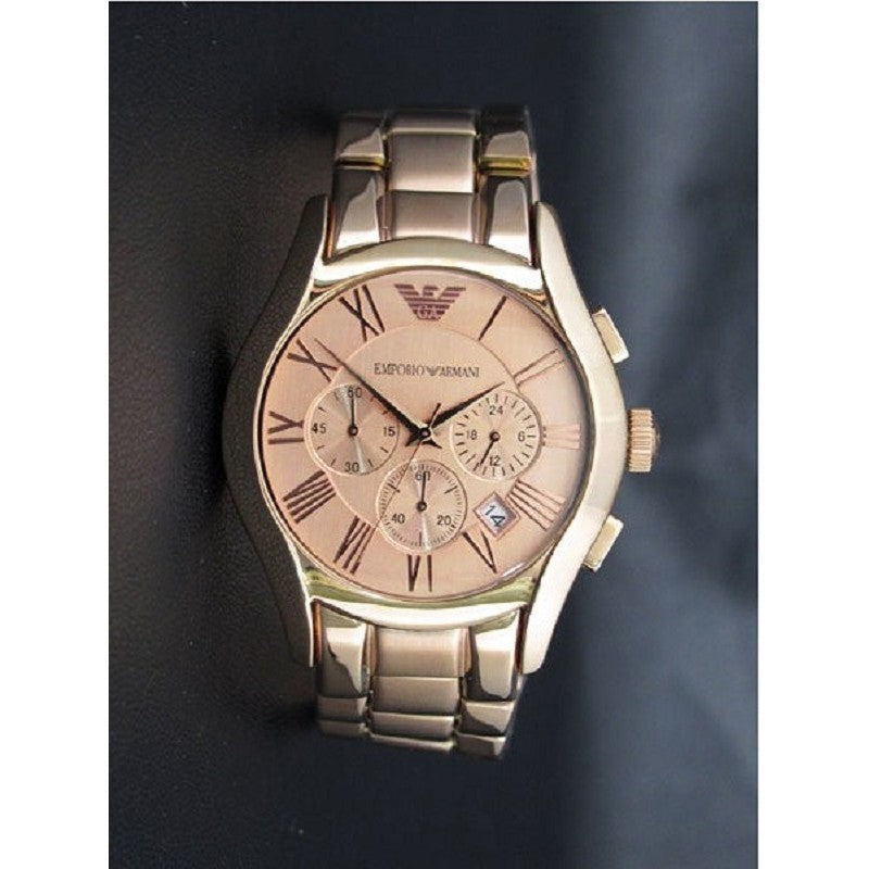 Emporio Armani Valente Chronograph Rose Gold Dial Rose Gold Steel Strap Watch For Men - AR0365 Buy Now By Emporio Armani