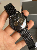 Emporio Armani Aviator Black Dial Black Mesh Bracelet Watch For Men - AR11142 Buy Now By Emporio Armani