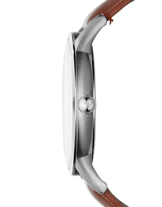 Emporio Armani Renato Quartz Silver Dial Brown Leather Strap Watch For Men - AR11185 Buy Now By Emporio Armani