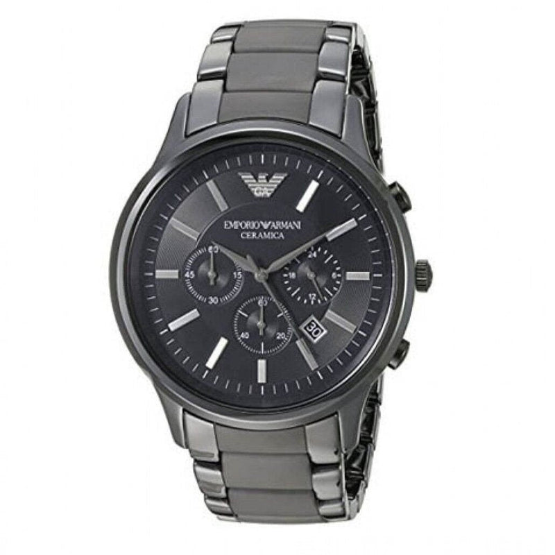 Emporio Armani Ceramica Chronograph Black Dial Black Steel Strap Watch For Men - AR1451 Buy Now By Emporio Armani