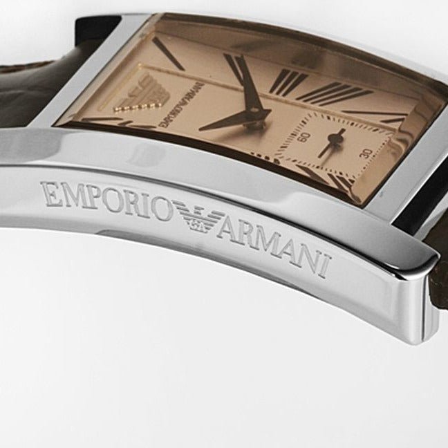Emporio Armani Classic Beige Dial Brown Leather Strap Watch For Women - AR0155 Buy Now By Emporio Armani
