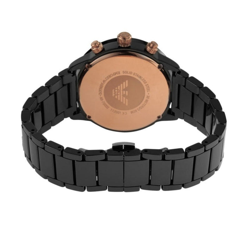Emporio Armani Mario Ceramic Chronograph Black Dial Black Steel Strap Watch For Men - AR70002 Buy Now By Emporio Armani