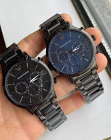 Emporio Armani Giovanni Chronograph Blue Dial Grey Steel Strap Watch For Men - AR11348 Buy Now By Emporio Armani