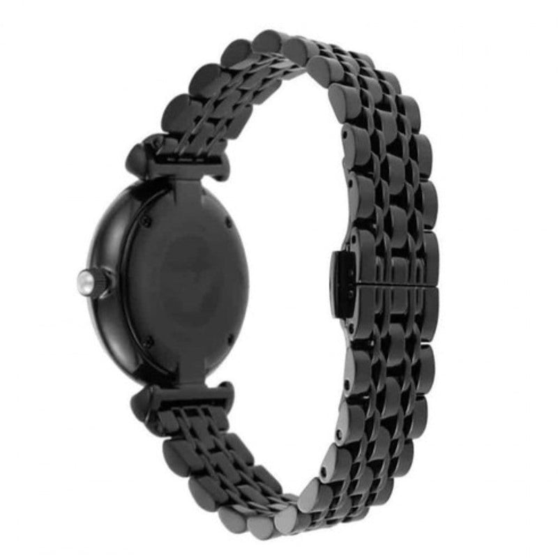 Emporio Armani Gianni T-Bar Quartz Black Mother of Pearl Dial Black Steel Strap Watch For Women - AR11268 Buy Now By Emporio Armani