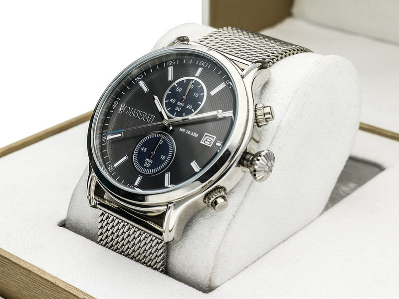 Maserati Epoca 42mm Black Dial Steel Silver Mesh Bracelet Watch For Men - R8873618003 Buy Now By Maserati