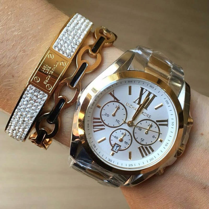 Michael Kors Bradshaw Silver Dial Two Tone Steel Strap Watch for Women - MK5627 Buy Now By Michael Kors
