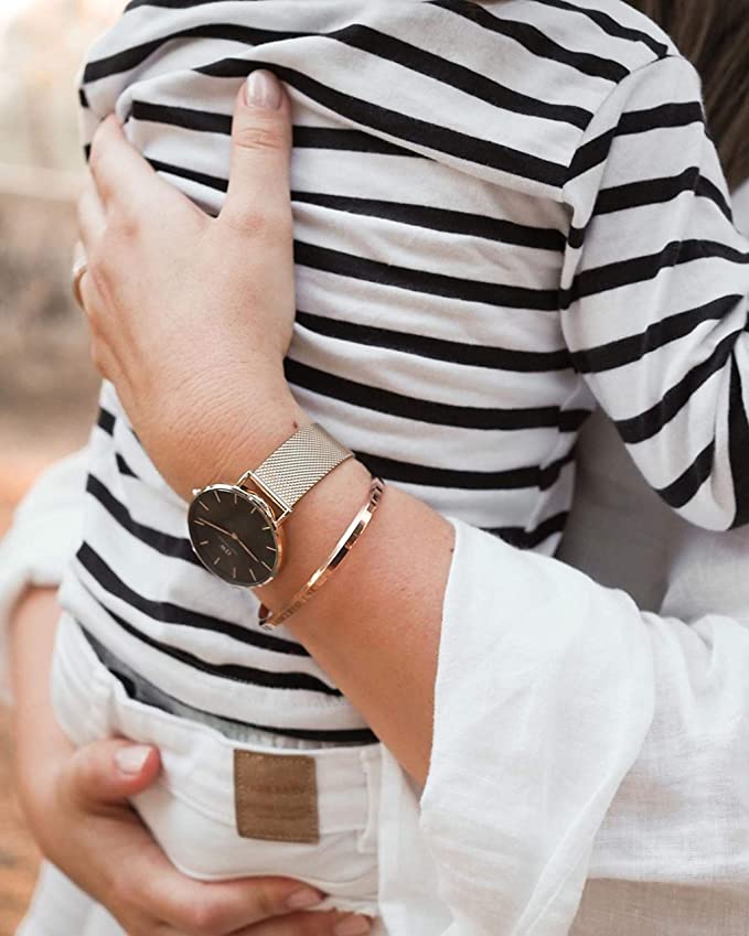 Daniel Wellington Classic Petite Black Dial Gold Mesh Bracelet Watch For Women - DW00100347 Buy Now By Daniel Wellington