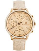 Shop Tommy Hilfiger Carly Cream Dial Cream Leather Strap Watch for Women -1781789 in USA