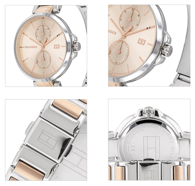 Shop Tommy Hilfiger Angela Chronograph Pink Dial Two Tone Steel Strap Watch for Women - 1782127 in USA