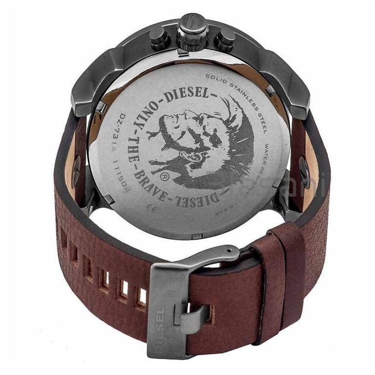 Shop Diesel Mr Daddy Blue Dial Brown Leather Strap Watch For Men - DZ7314 in USA