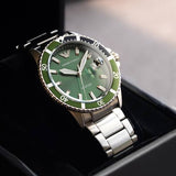 Emporio Armani Three Hand Green Dial Silver Steel Strap Watch For Men - AR11338 Buy Now By Emporio Armani