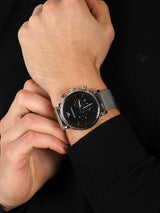 Emporio Armani Classic Chronograph Black Dial Silver Mesh Bracelet Watch For Men - AR1808 Buy Now By Emporio Armani